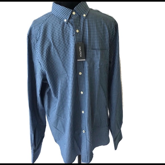 Nautica Men’s Dress Shirt Large Blue Long Sleeve - Picture 2 of 8